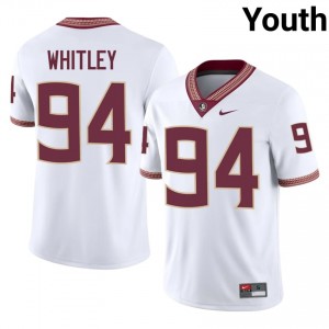 White Franklin Whitley #94 FSU Seminoles Jersey | Youth University Football Top-Tier Stitched 91205935