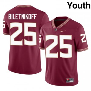 Garnet Fred Biletnikoff #25 FSU Seminoles Jersey | Youth University Football Top-Tier Embroidery 60917001