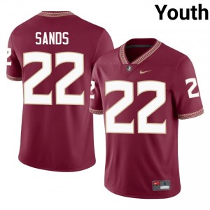 Florida State Gemari Sands #22 Garnet Jersey | Durable Embroidery University Football Youth Apparel 76495391