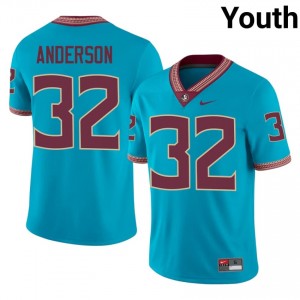 #32 Jalen Anderson FSU Turquoise Jersey | Officially Licensed Stitch Youth University Football Gear 35026746