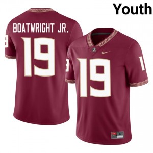 #19 Jarvis Boatwright Jr. FSU Seminoles Garnet Jersey | Authentic Embroidery Youth Player Football Gear 17131472