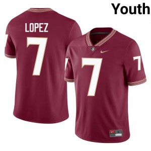Florida State Jasen Lopez #7 Garnet Jersey | Exclusive Embroidery College Football Youth Apparel 76167693