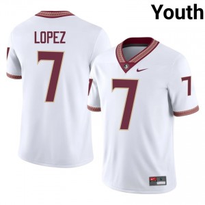 #7 Jasen Lopez FSU White Jersey | Pro Cut Stitched Youth NCAA Football Gear 95933359