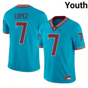 Turquoise Jasen Lopez #7 FSU Seminoles Jersey | Youth Player Football Classic Swen 14166655