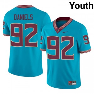 #92 Judah Daniels FSU Turquoise Jersey | Authentic Stitch Youth Player Football Gear 79580321