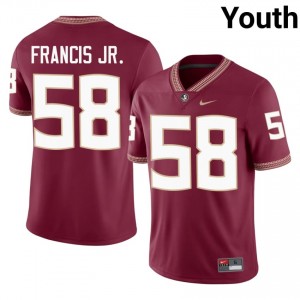 #58 Luke Francis Jr. FSU Seminoles Garnet Jersey | Licensed Embroidery Youth High School Football Gear 27392872