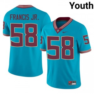 Luke Francis Jr. #58 Florida State Seminoles Jersey | Gameday Turquoise College Football Youth Stitch 84647970