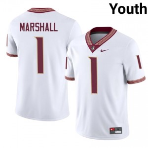 #1 Malachi Marshall FSU White Jersey | Officially Licensed Stitched Youth University Football Gear 84826539