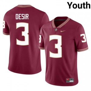 #3 Mandrell Desir FSU Garnet Jersey | Authentic Embroidery Youth Player Football Gear 46520446