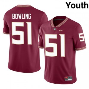 #51 Paul Bowling FSU Garnet Jersey | Authentic Embroidery Youth Player Football Gear 55025750