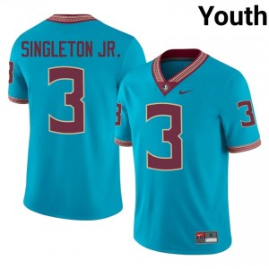 FSU Noles Samuel Singleton Jr. #3 Turquoise Jersey | Fresh Swen High School Football Youth Apparel 69975353