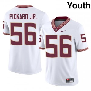 #56 Steven Pickard Jr. FSU Seminoles White Jersey | Iconic Stitched Youth College Football Gear 58196905