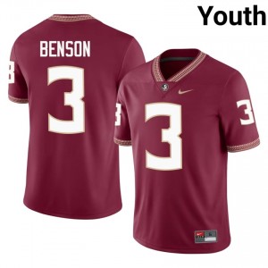 FSU Noles Trey Benson #3 Garnet Jersey | Exclusive Embroidery College Football Youth Apparel 58224921