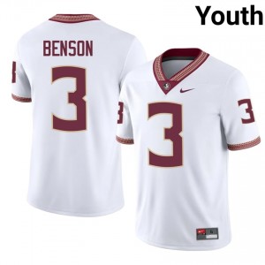 #3 Trey Benson FSU Seminoles White Jersey | Pro Cut Stitched Youth NCAA Football Gear 83508426