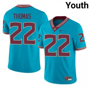 #22 Zae Thomas FSU Turquoise Jersey | Authentic Stitch Youth Player Football Gear 58755239